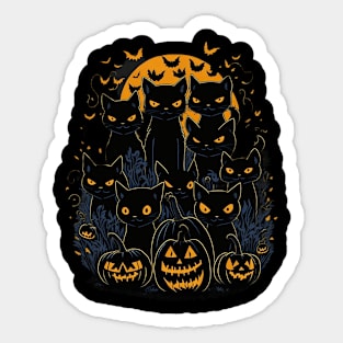 Cute Cat and Pumpkin Halloween Sticker